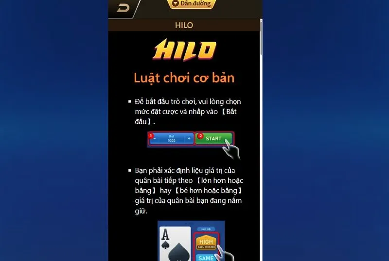 Luật chơi Hilo 99OK đơn giản
