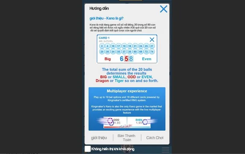 Luật chơi Keno 99OK cần biết